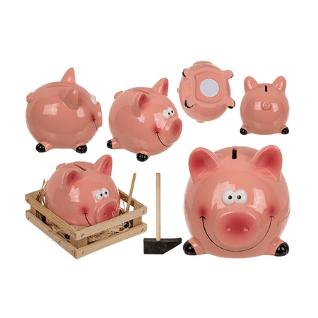 Piggy bank with hammer in box ceramic 14 x 12 cm