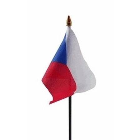 Czech Republic mini flag on pole 10 x 15 cm