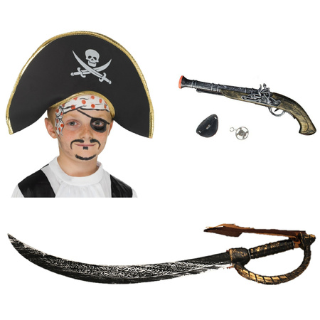 Carnaval toys weapons plastic pirates gun/sword and hat