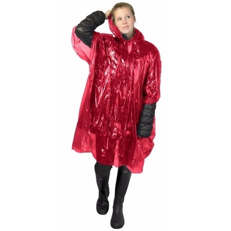 Red rain poncho for adults