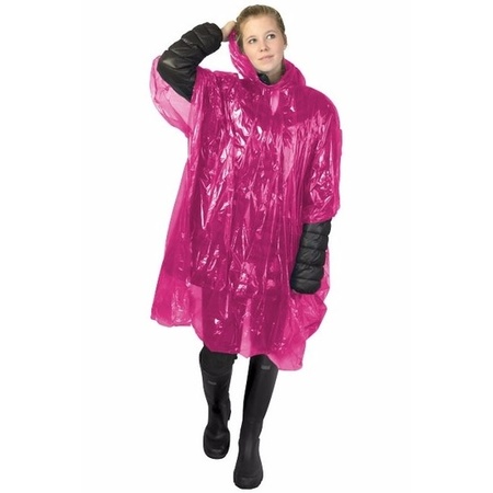 Pink rain poncho for adults