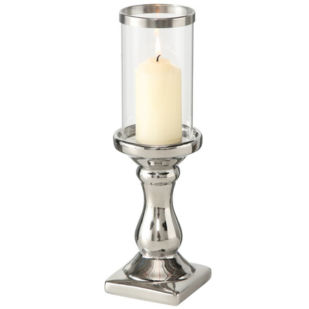 Silver ceramic candle holder 31 x 9 cm