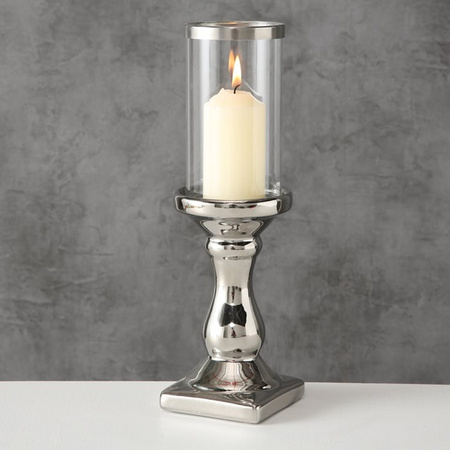 Silver ceramic candle holder 31 x 9 cm