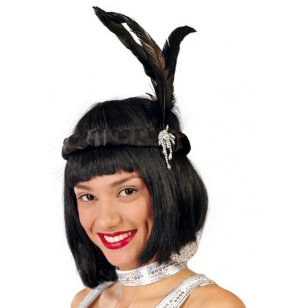 Black Charleston twenties ribbon headband for women