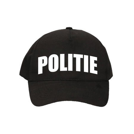 Carnaval police hat/cap - black - with gun/holster/badge/handcuffs - for men/woman